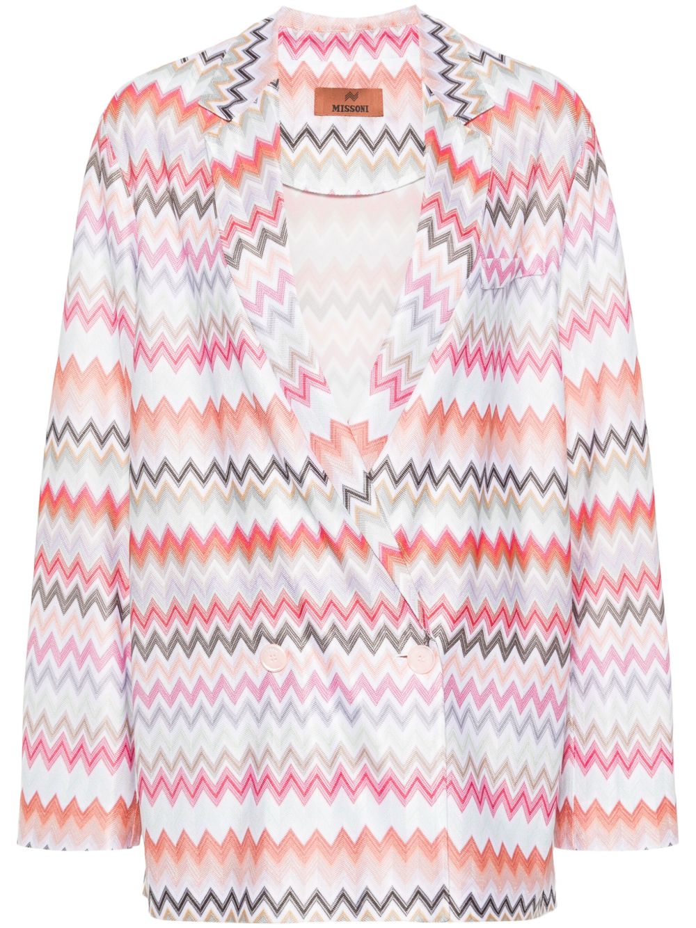 Missoni Z字形图案编织西装夹克 - 白色