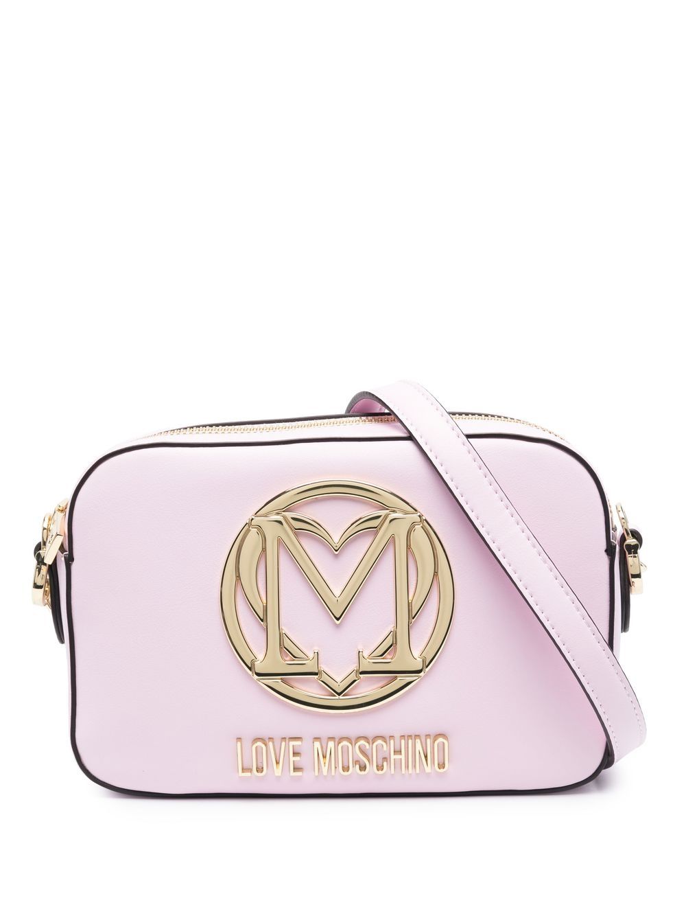 Love Moschino logo标牌斜挎包 - 粉色