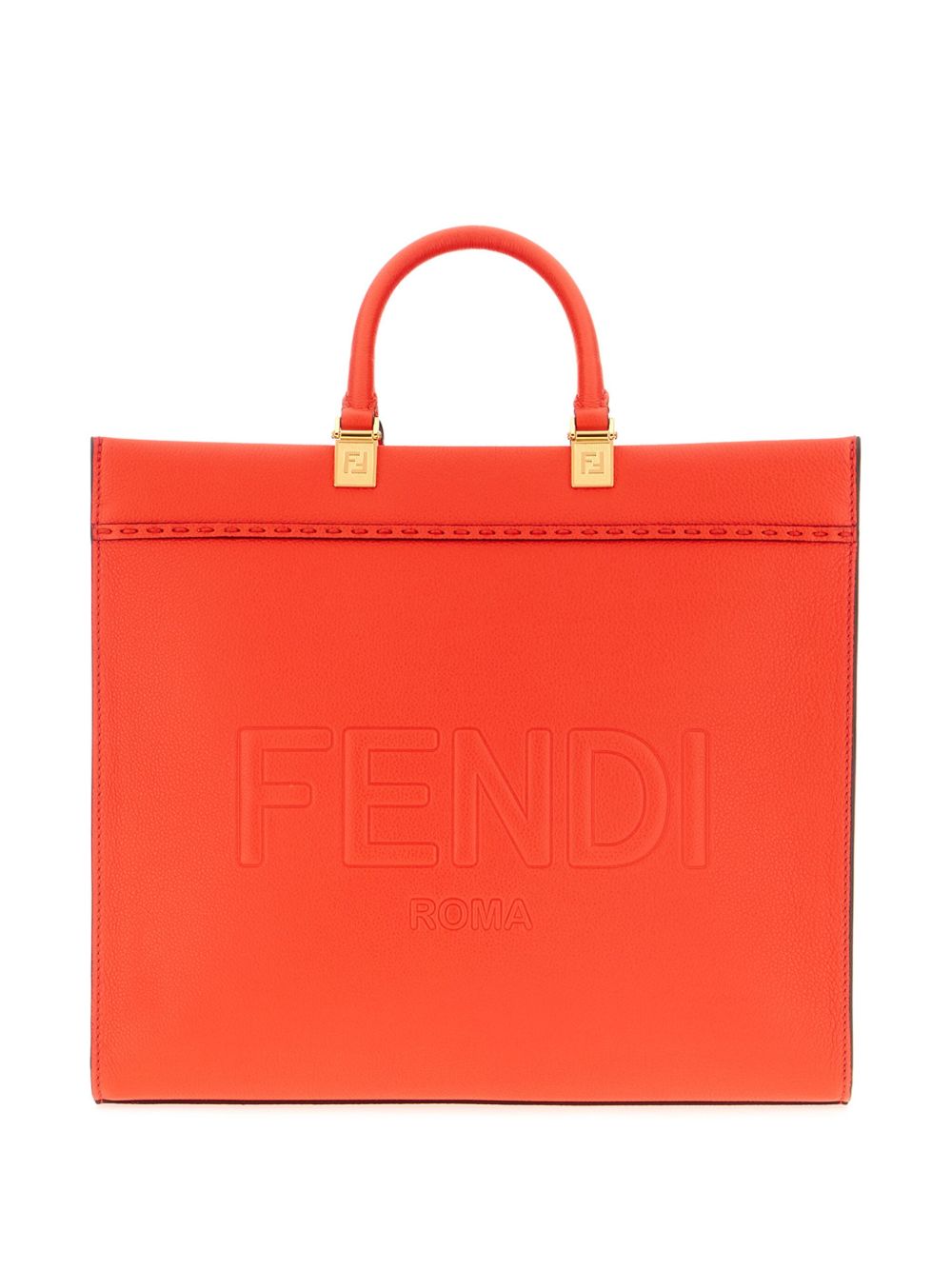 FENDI Sunshine 皮质中号手提包 - 红色