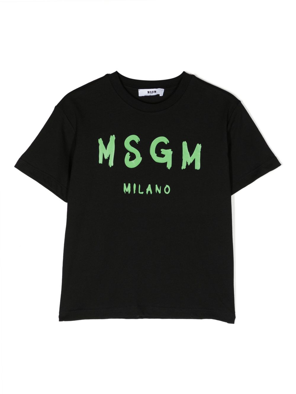 MSGM Kids logo印花棉T恤 - 黑色
