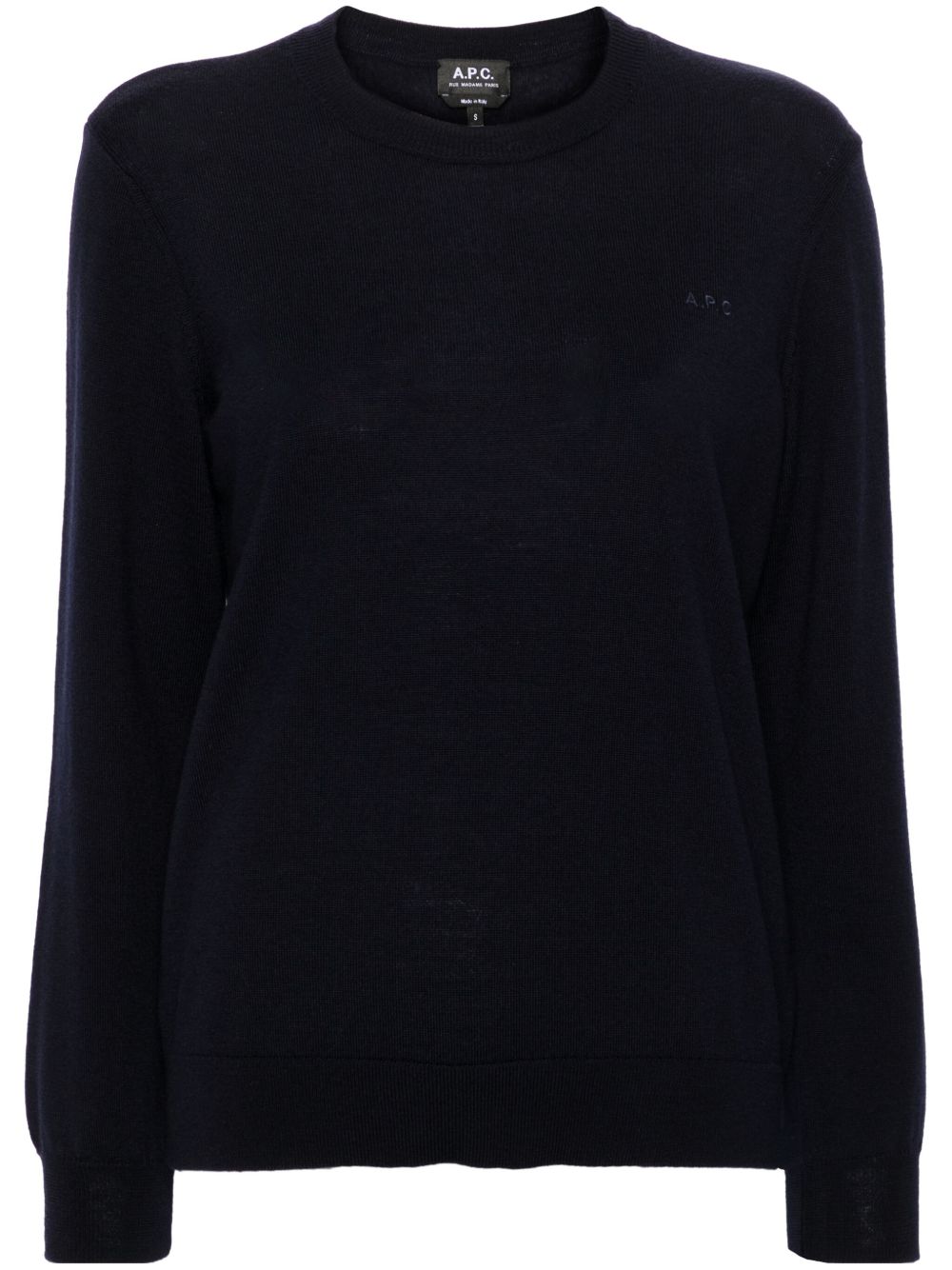 A.P.C. logo刺绣毛衣 - 蓝色