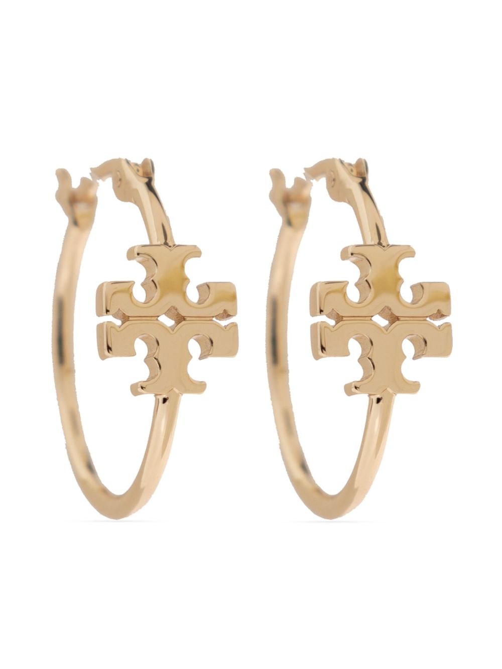 Tory Burch logo雕刻圈形耳环 - 金色