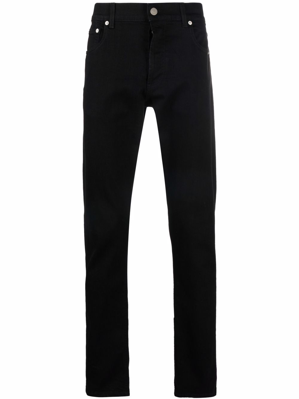 Alexander McQueen logo印花修身牛仔裤 - 黑色