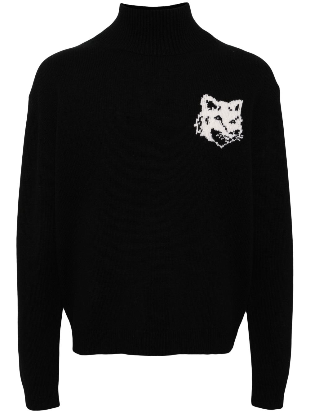Maison Kitsuné Fox Head 嵌花毛衣 - 黑色