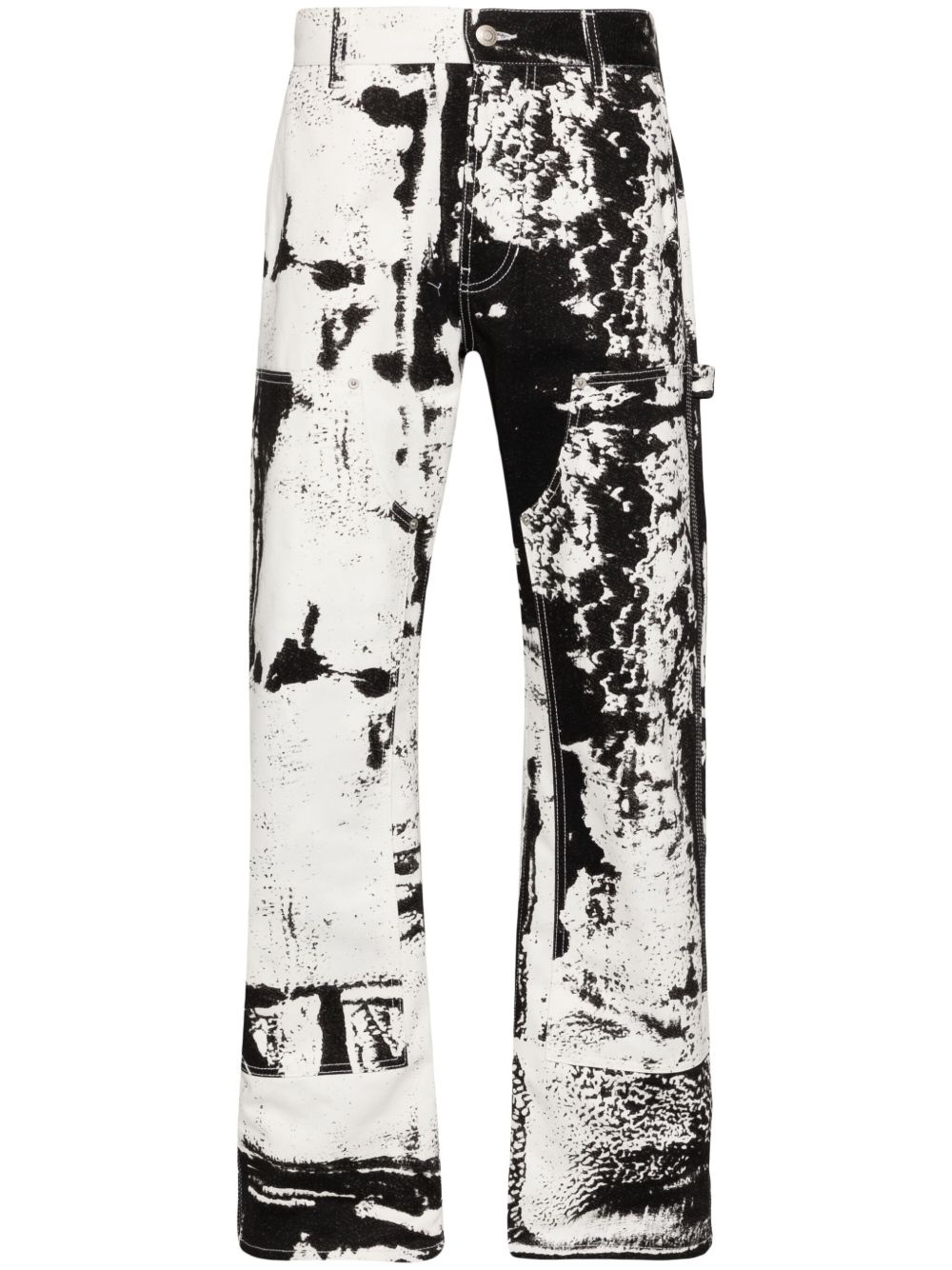 Alexander McQueen Fold 印花露踝牛仔裤 - 白色