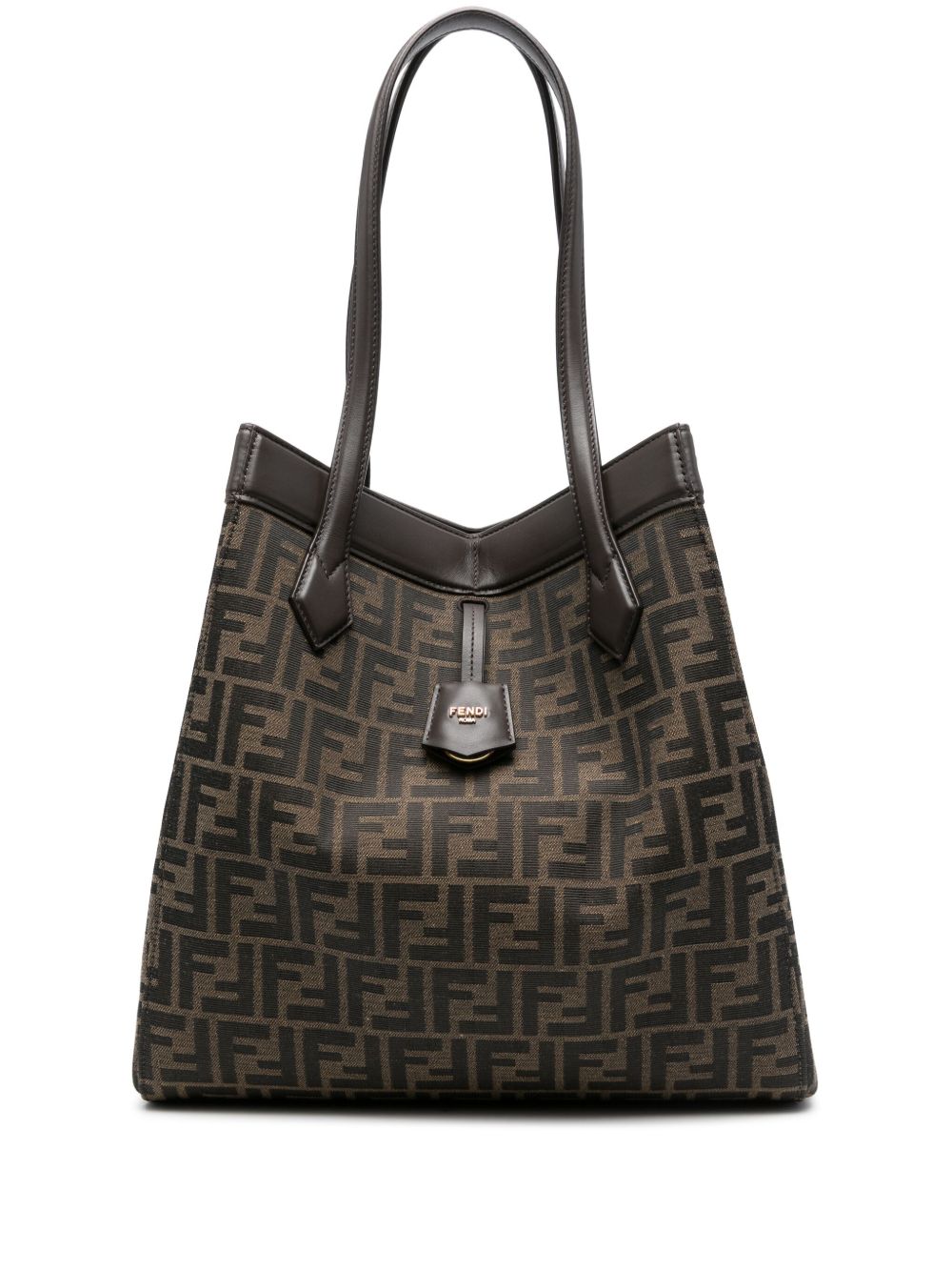 FENDI Origami 皮质大号托特包 - 褐色