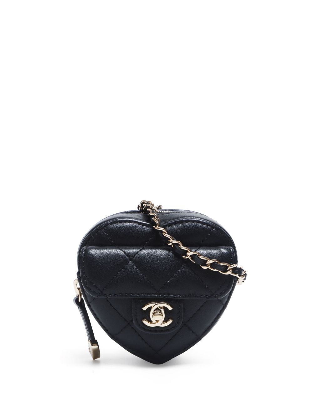 CHANEL Pre-Owned CC 迷你心形单肩包（2022年典藏款） - 黑色