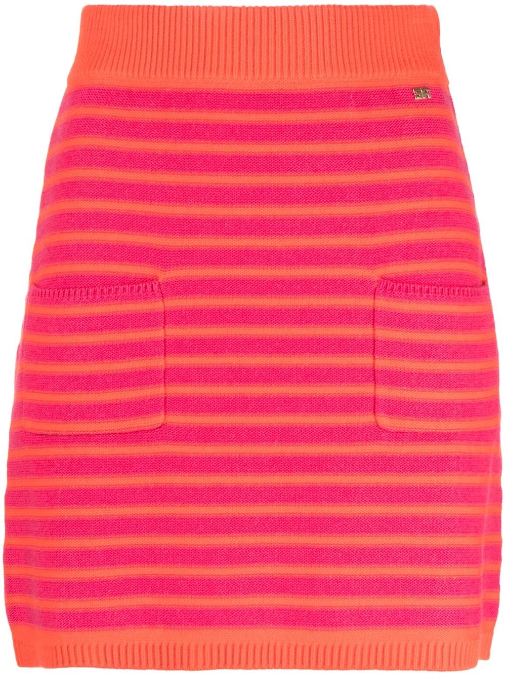 Sonia Rykiel 条纹针织短款半身裙 - 粉色
