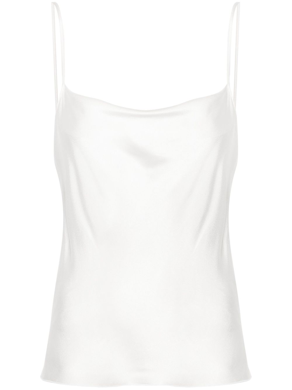 Alberta Ferretti 垂坠领缎面上衣 - 白色