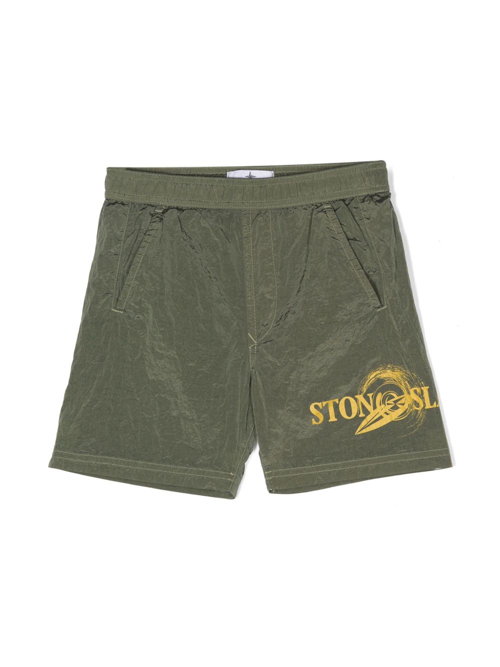 Stone Island Junior logo印花泳裤 - 绿色