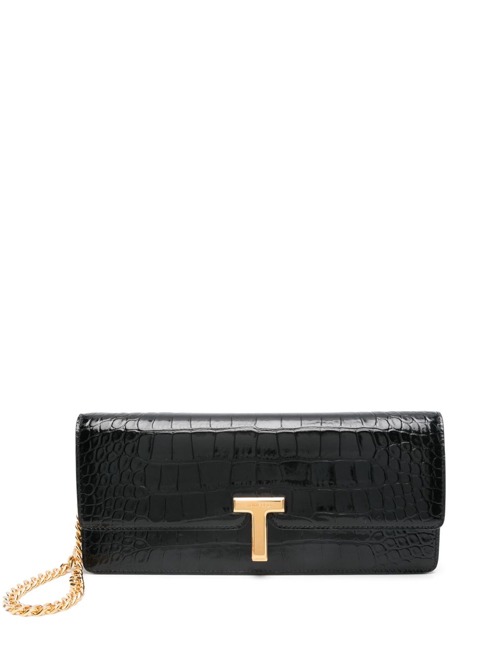 TOM FORD 仿鳄鱼纹压纹手拿包 - 黑色