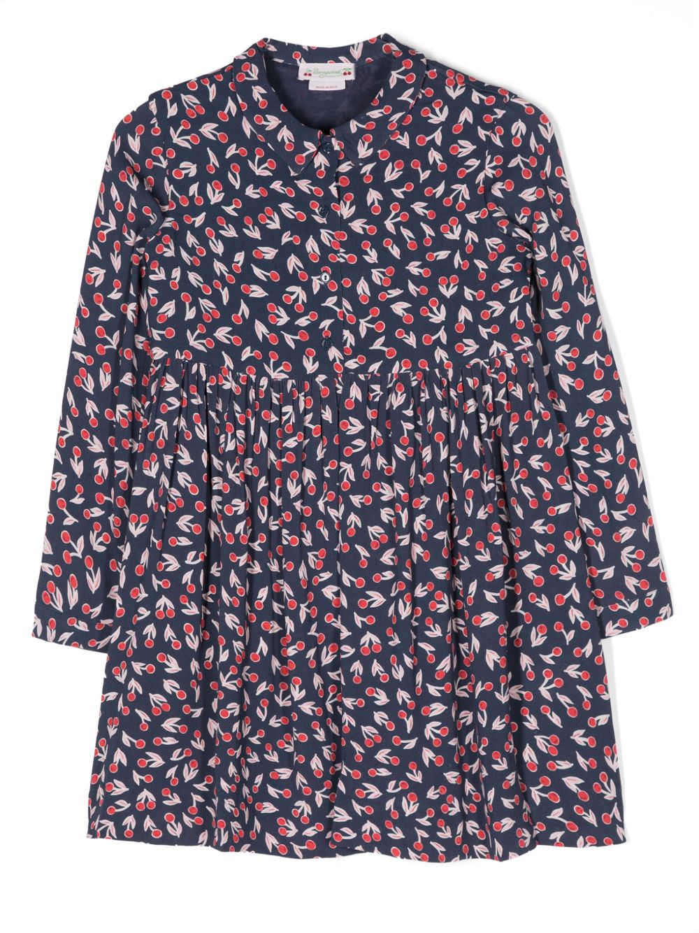 Bonpoint cherry-print ruched-detail dress - 蓝色