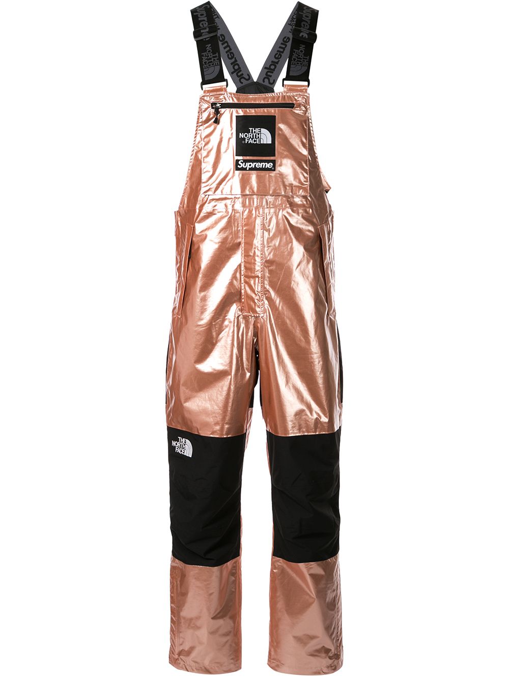Supreme TNF金属感围兜长裤 - 金色