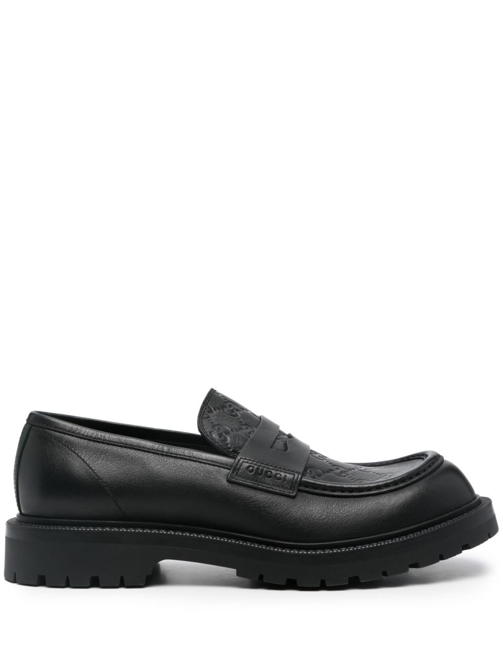 Gucci Web 条纹边饰乐福鞋 - 黑色