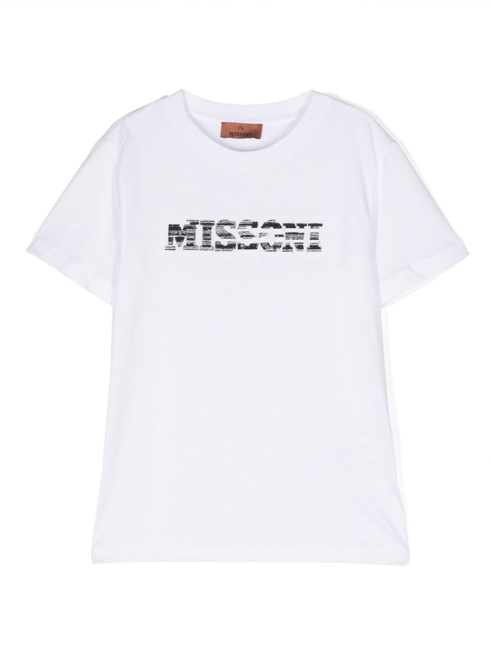 Missoni Kids logo印花棉T恤 - 白色