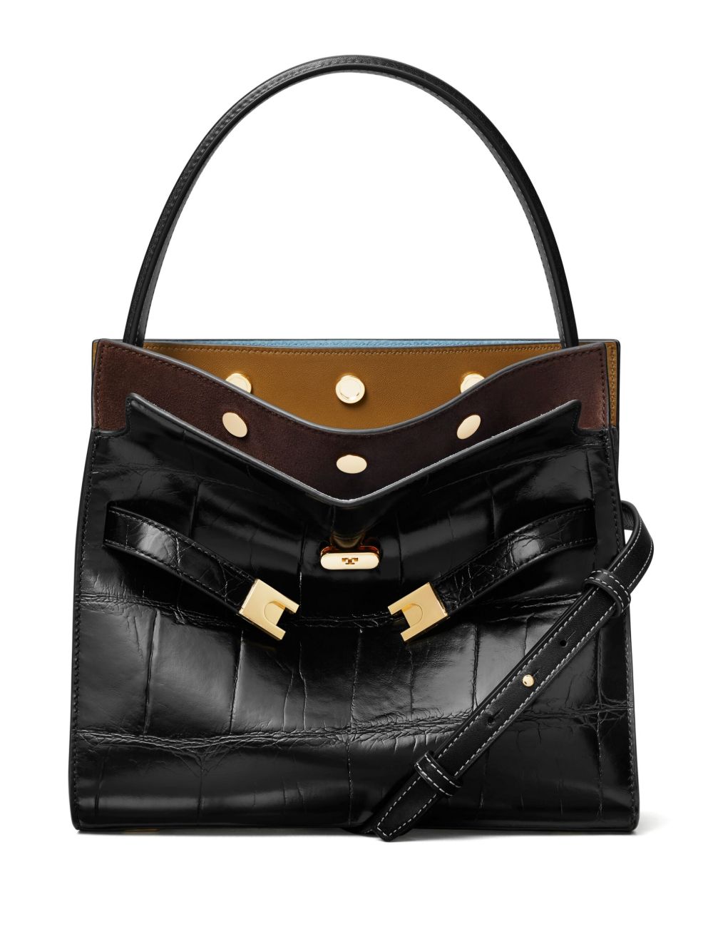 Tory Burch Lee Radziwill 纹理小号手提包 - 黑色