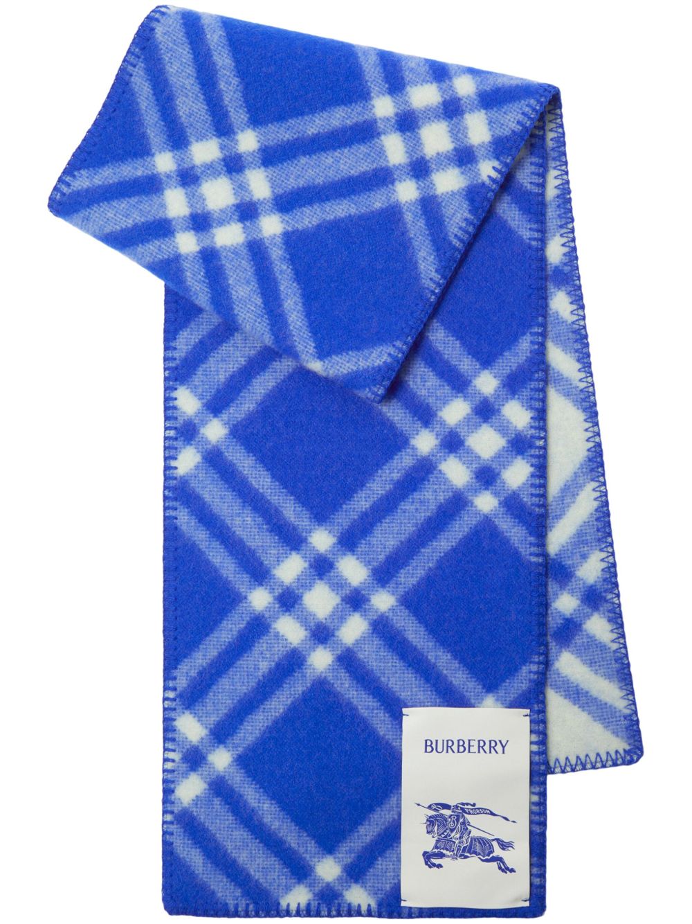 Burberry 格纹羊毛围巾 - 蓝色