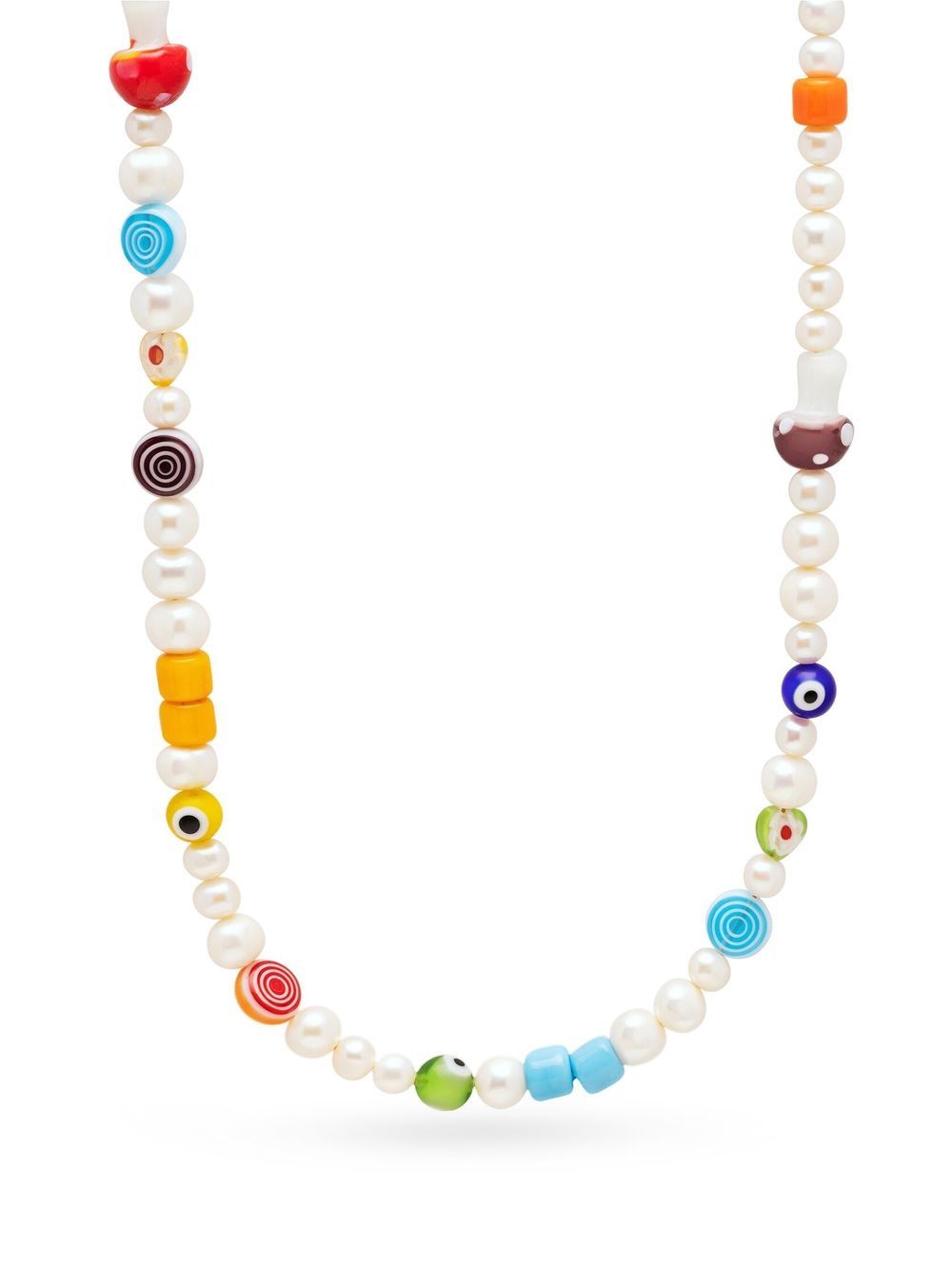 Nialaya Jewelry 珠饰缀饰玻璃项圈 - 白色