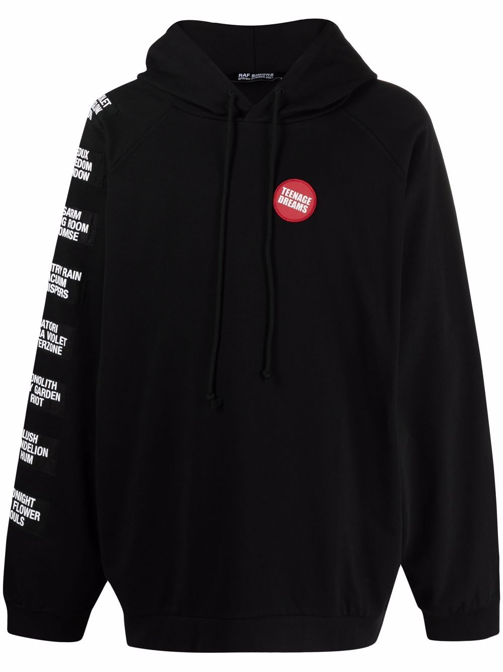 Raf Simons 贴花缀饰超大款连帽衫 - 黑色