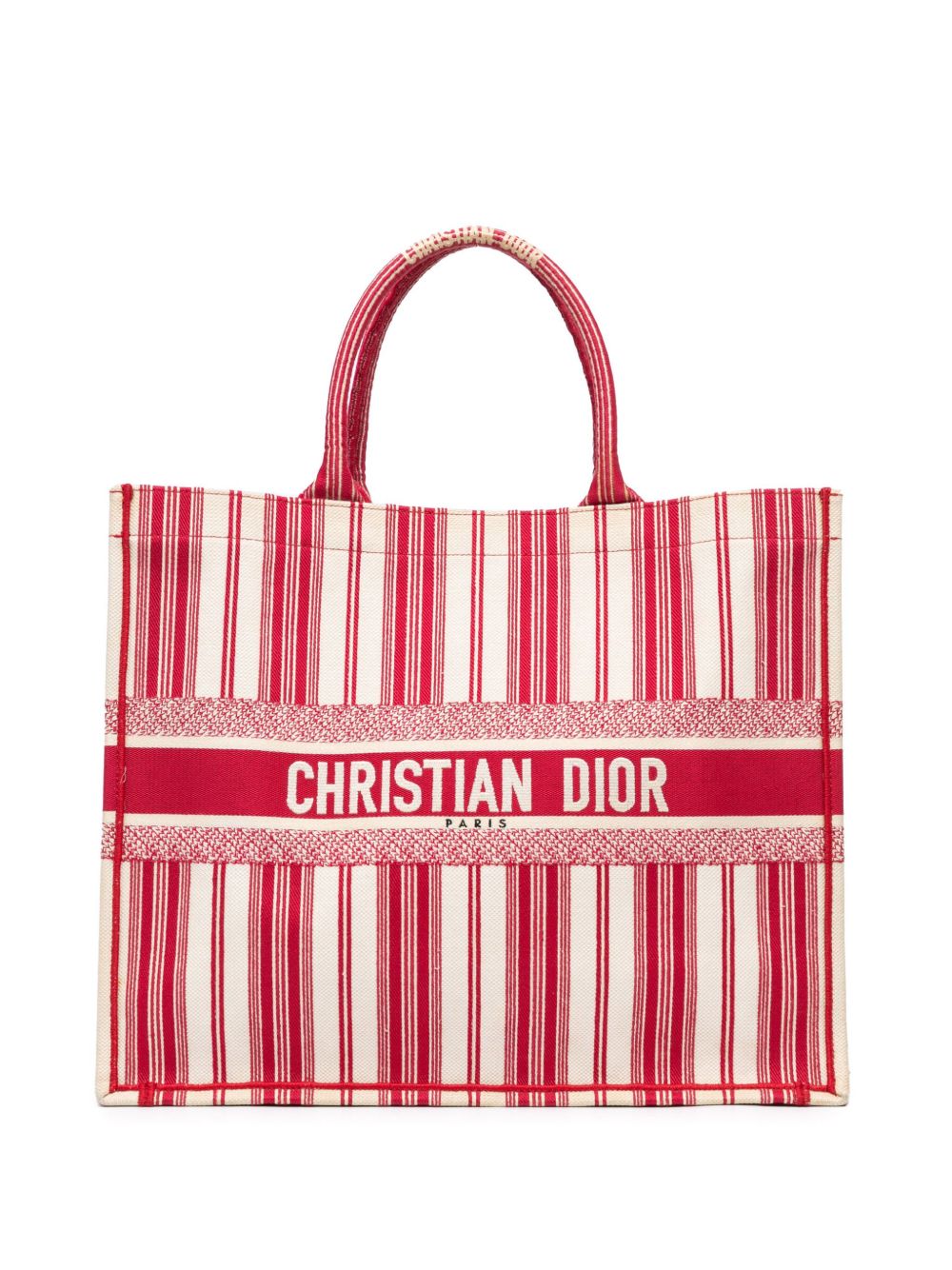 Christian Dior Pre-Owned Large Striped Book 手提包（2018年典藏款） - 红色