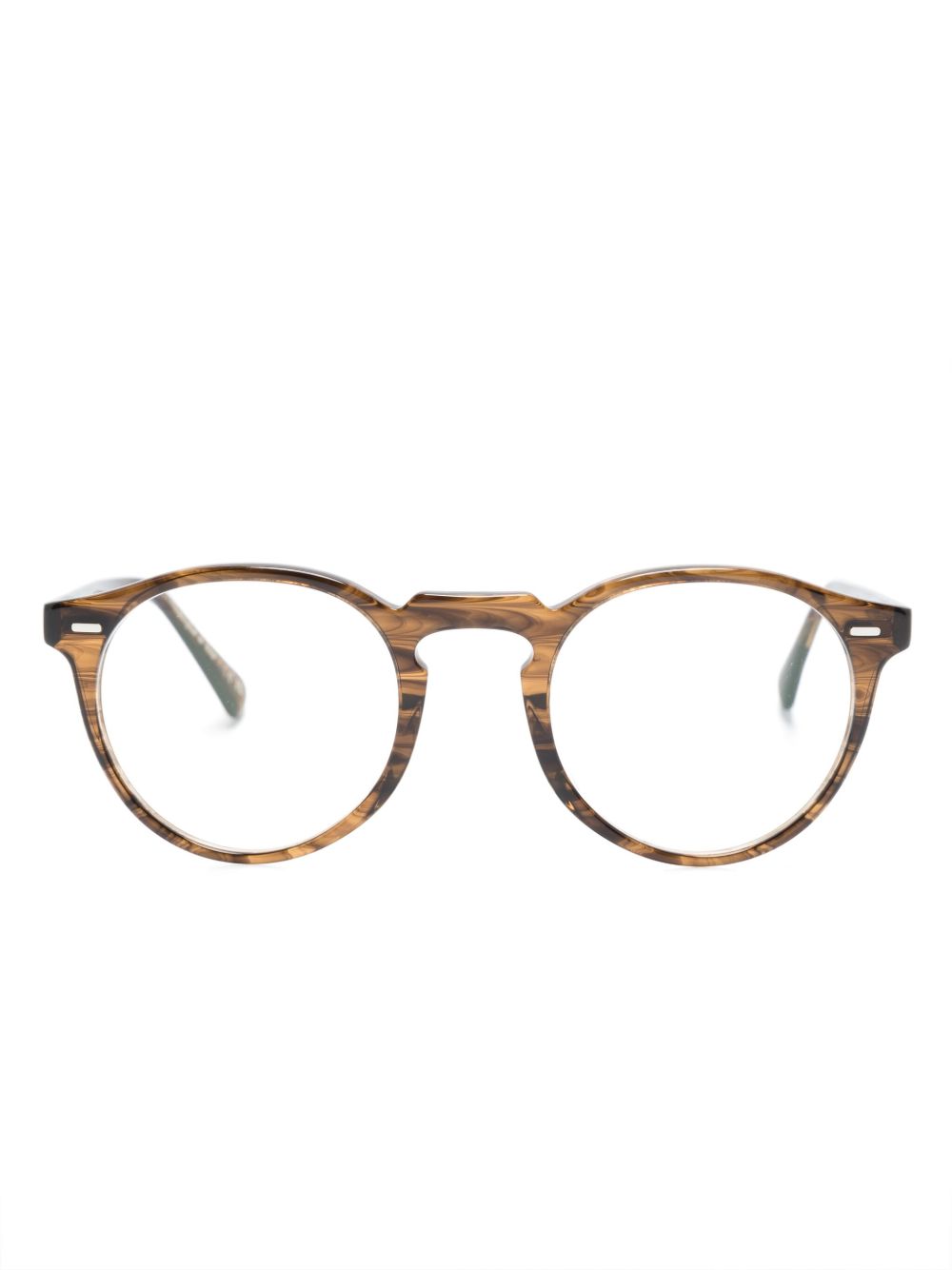 Oliver Peoples 图案圆框眼镜 - 褐色