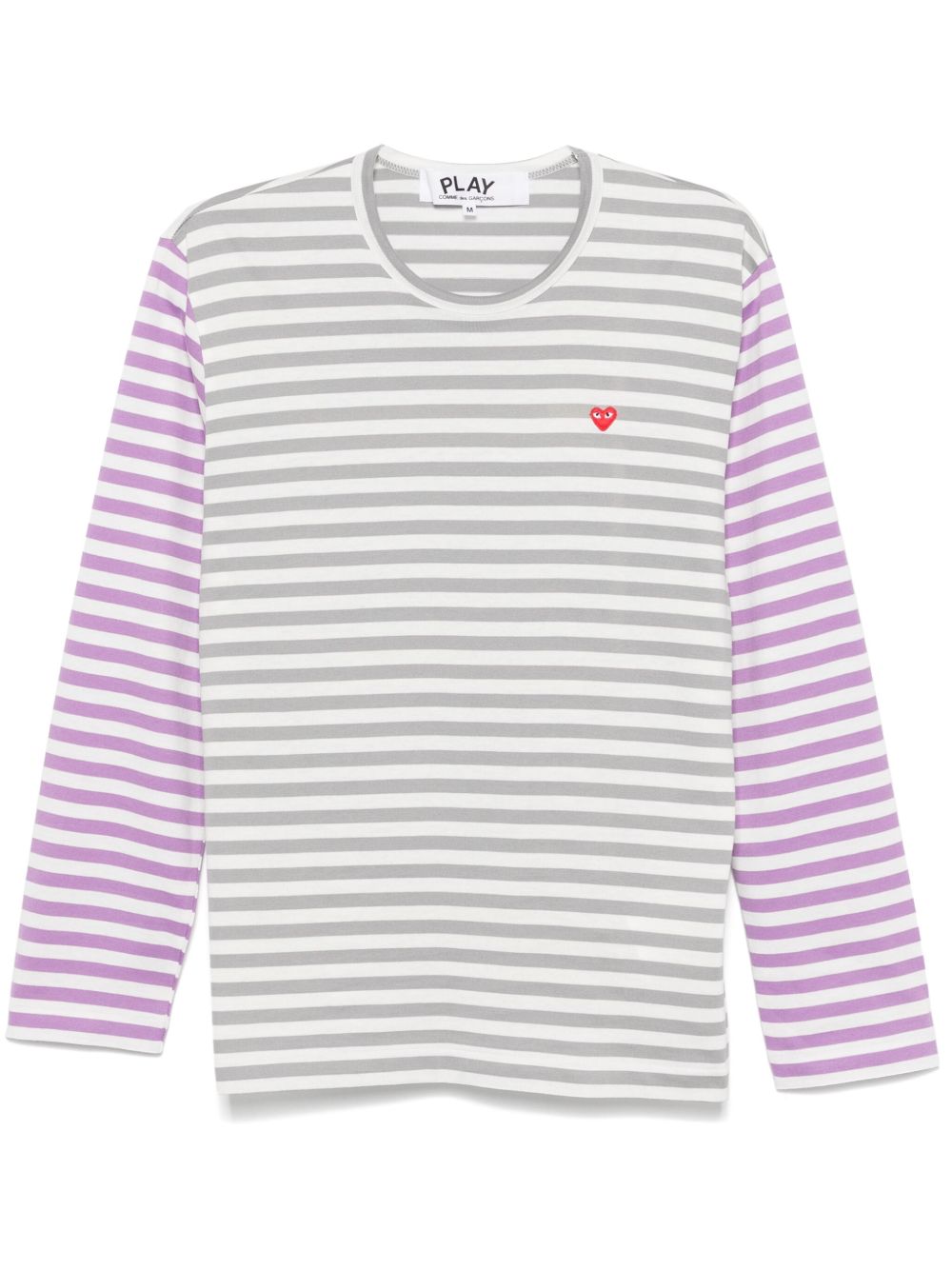 Comme Des Garçons Play 心形贴花条纹T恤 - 灰色