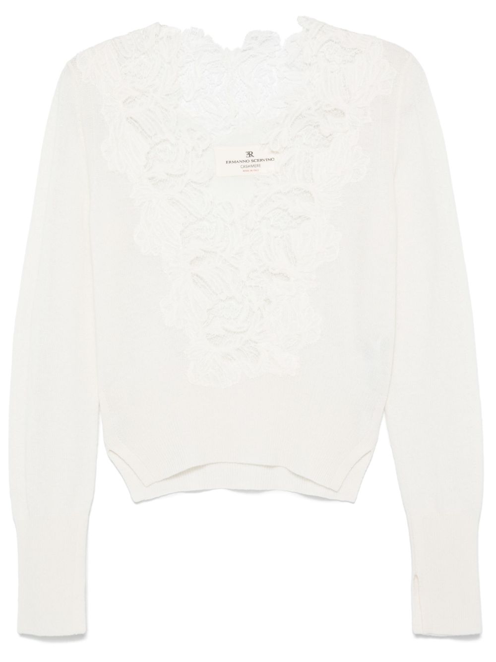 Ermanno Scervino 蕾丝拼接毛衣 - 白色