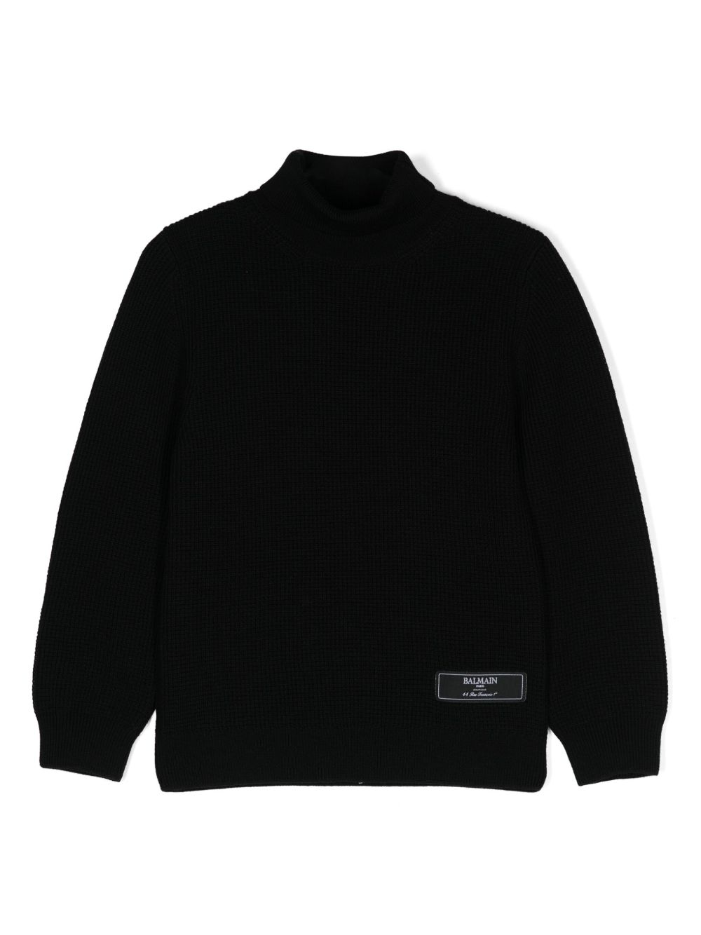 Balmain Kids logo吊牌羊毛毛衣 - 黑色