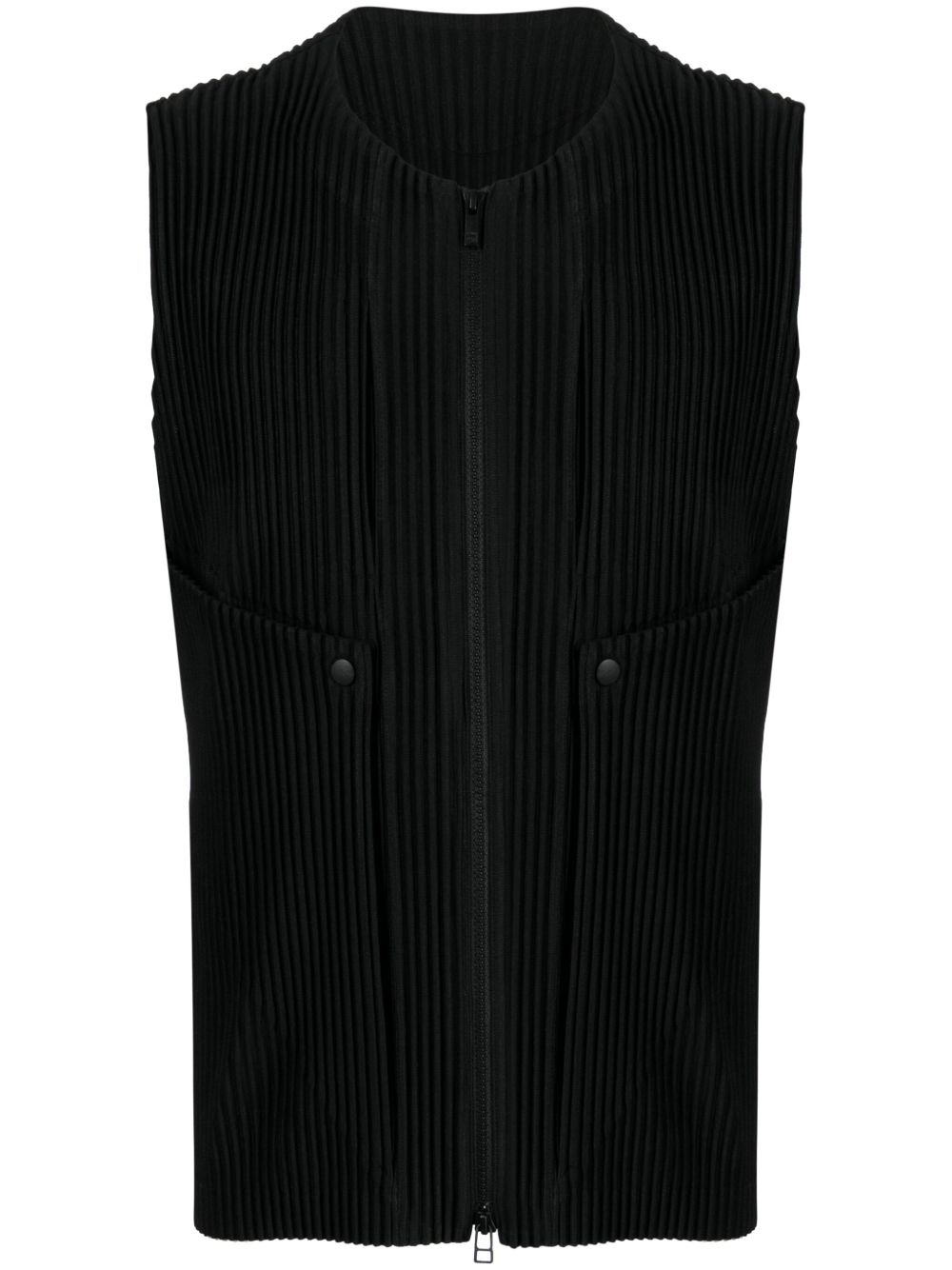 Homme Plissé Issey Miyake 圆领罗纹背心 - 黑色