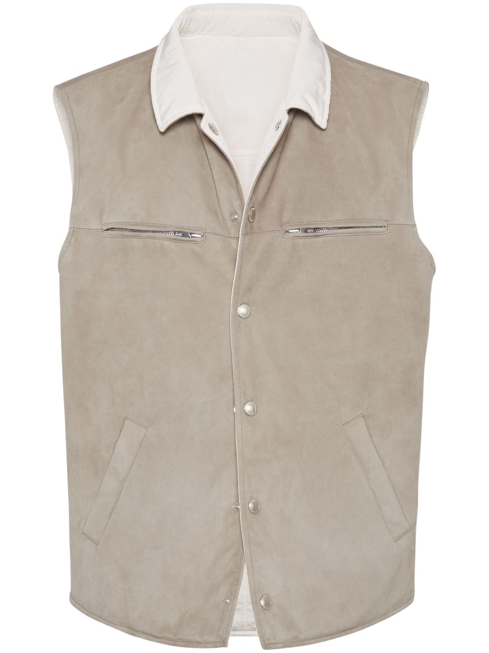 Brunello Cucinelli 皮质马甲 - 中性色