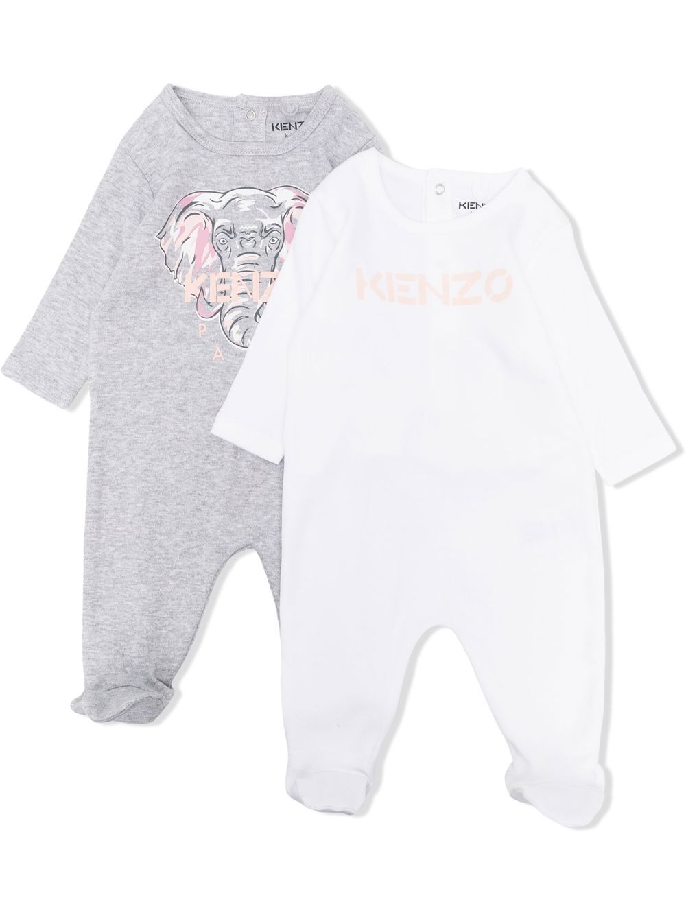 Kenzo Kids logo印花连体睡衣（两件装） - 灰色