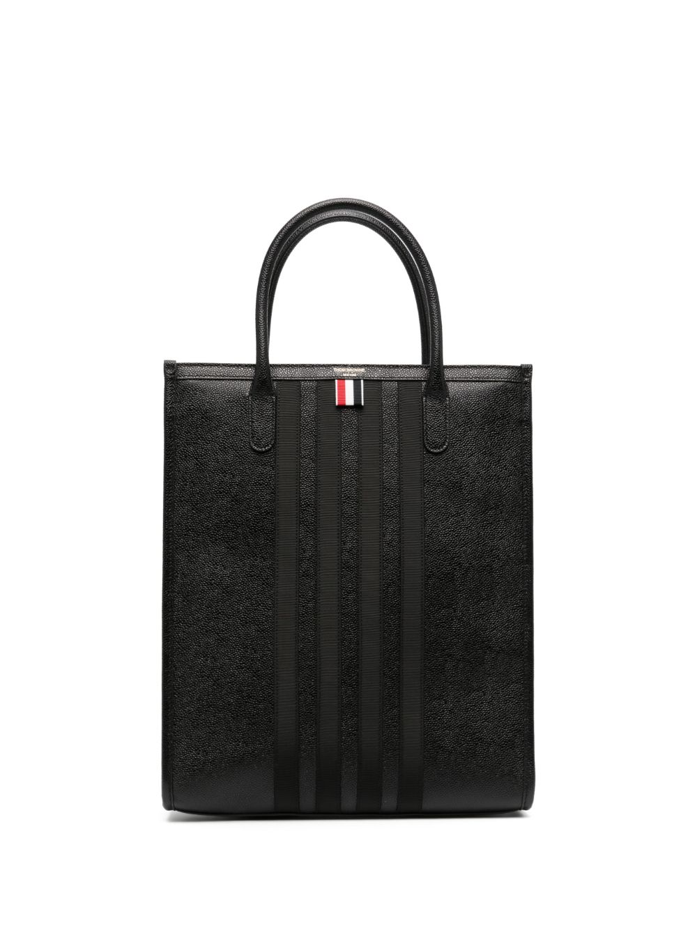 Thom Browne 四条纹皮质托特包 - 黑色