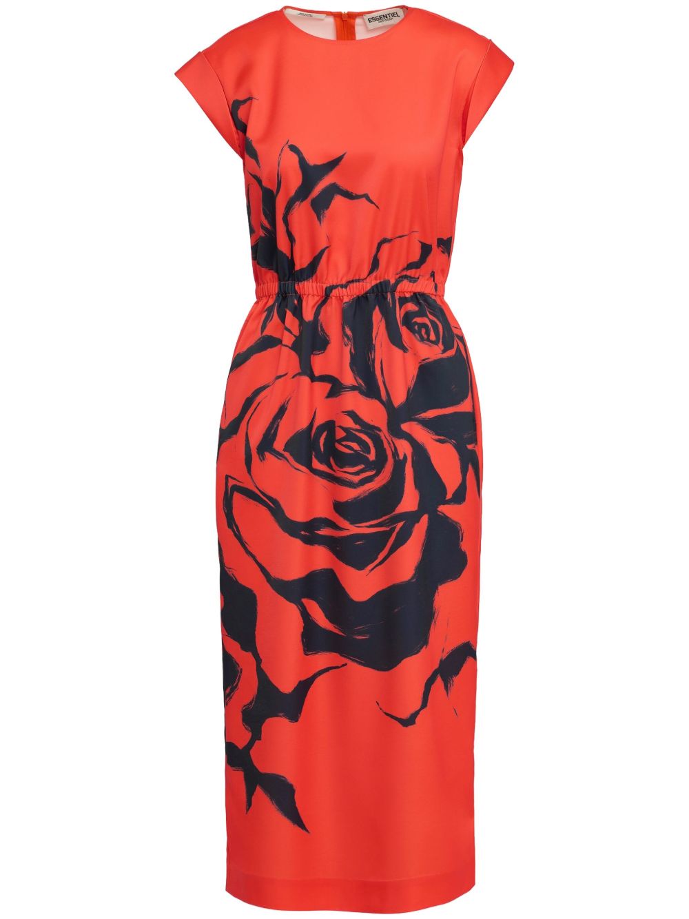 Essentiel Antwerp Giamond 花卉印花中长连衣裙 - 红色