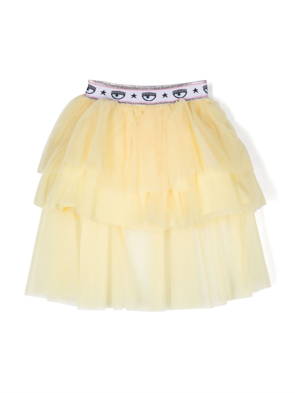 Chiara Ferragni Kids 分层式薄纱半身裙 - 黄色