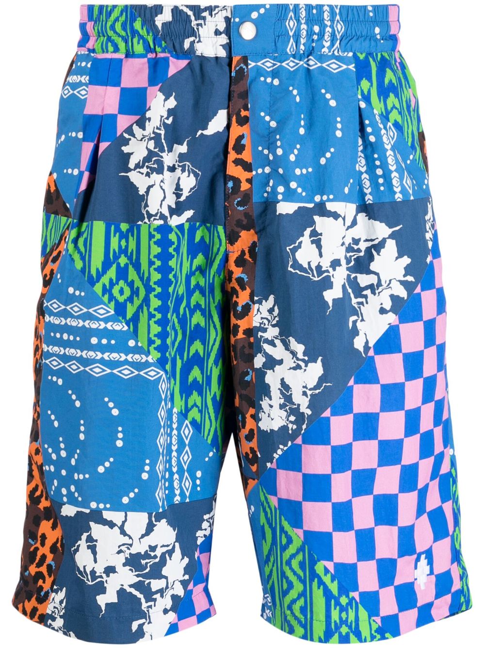 Marcelo Burlon County of Milan 多拼接及膝短裤 - 蓝色