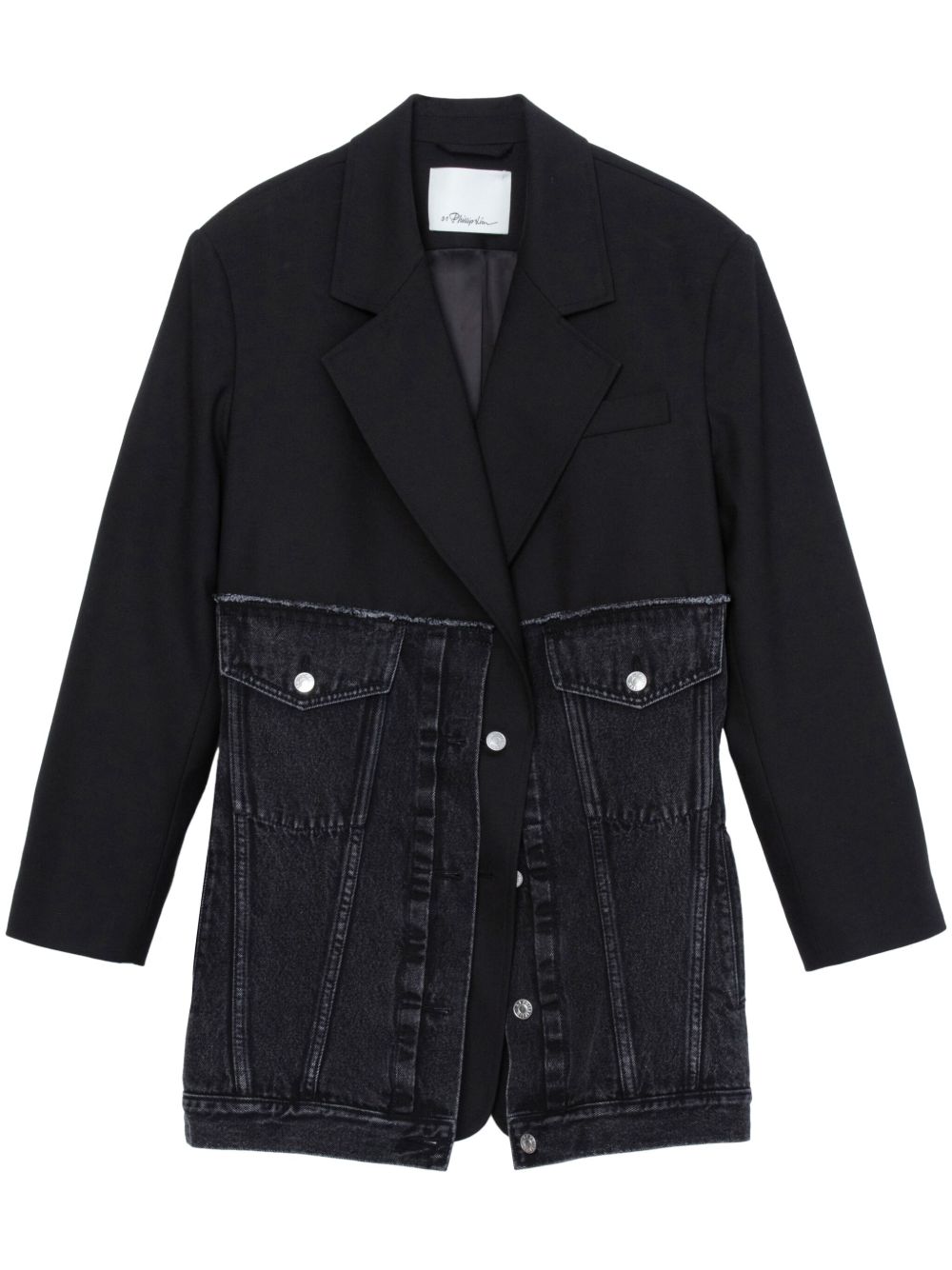 3.1 Phillip Lim 分层式设计棉西装夹克 - 黑色