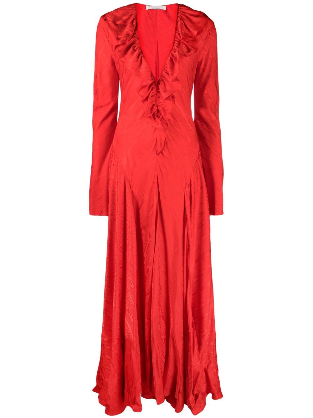 Philosophy Di Lorenzo Serafini V领荷叶边礼服 - 红色