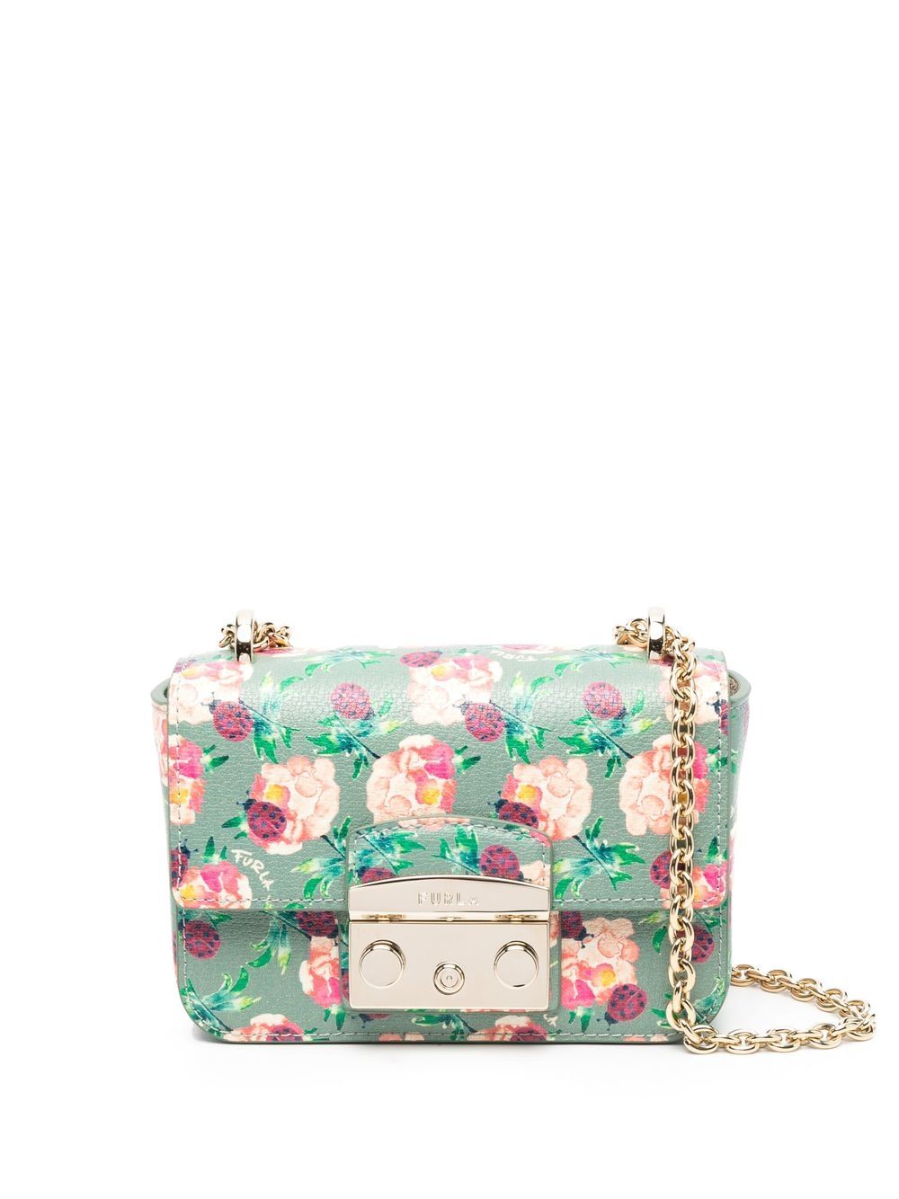 Furla 花卉印花迷你包 - 绿色