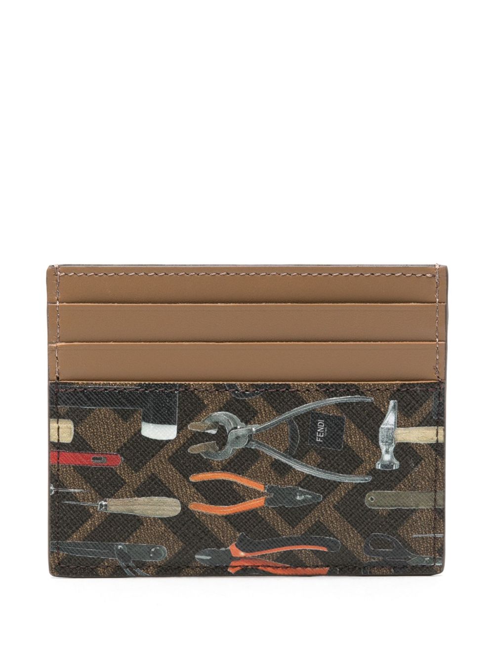 FENDI FF Tool 印花皮质卡夹 - 褐色