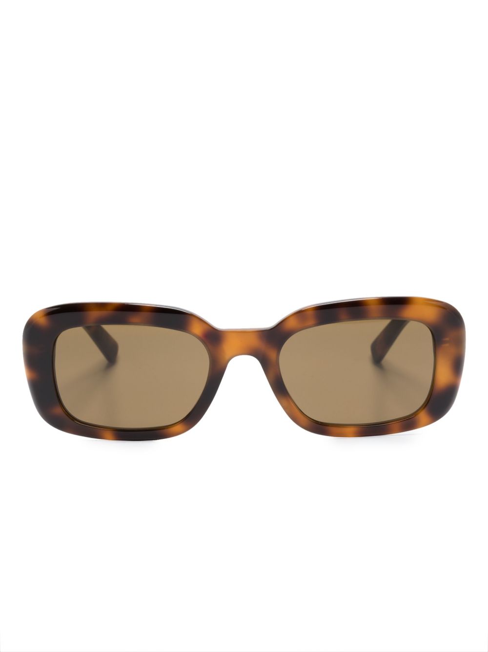 Saint Laurent Eyewear 玳瑁纹效果长方形框太阳眼镜 - 褐色