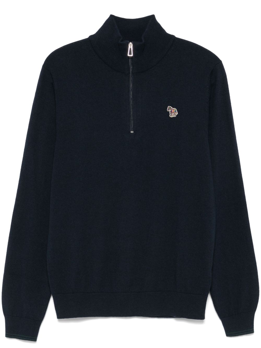 Paul Smith 斑马logo拉链领毛衣 - 蓝色