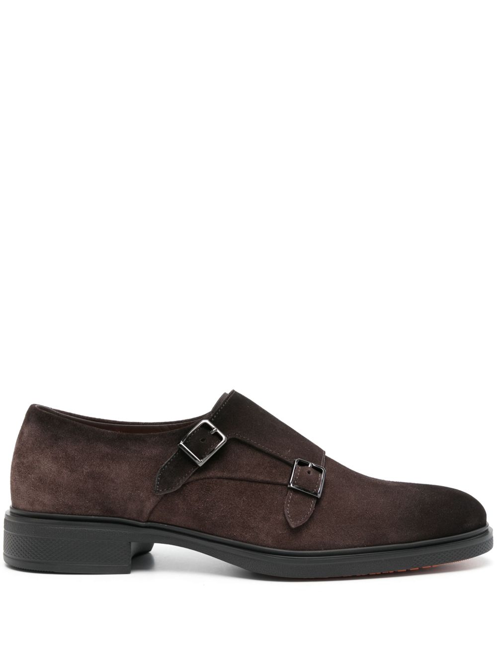 Santoni 绒面皮孟克鞋 - 褐色