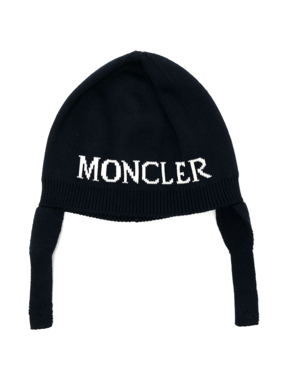 Moncler Enfant 罗纹边针织帽 - 蓝色