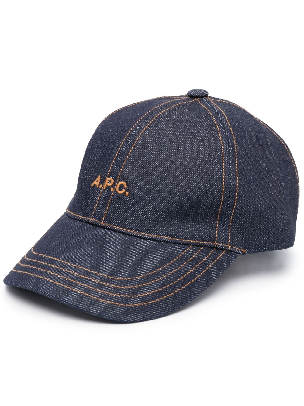 A.P.C. logo刺绣牛仔棒球帽 - 蓝色