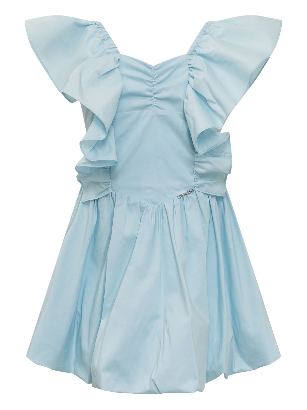 TWINSET Kids 褶饰短袖连衣裙 - 蓝色
