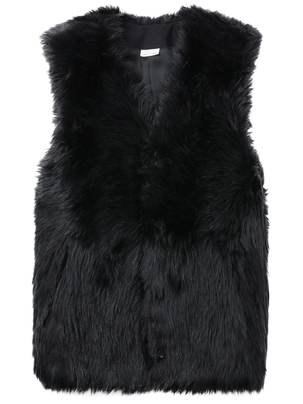 Black Comme Des Garçons V领人造皮草马甲 - 黑色