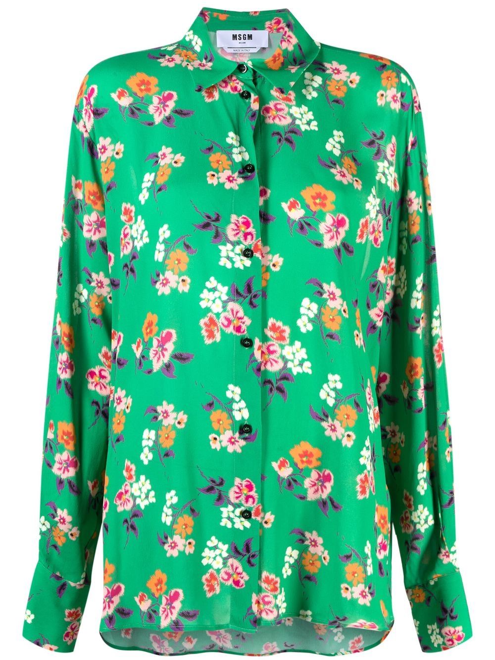 MSGM 花卉印花衬衫 - 绿色