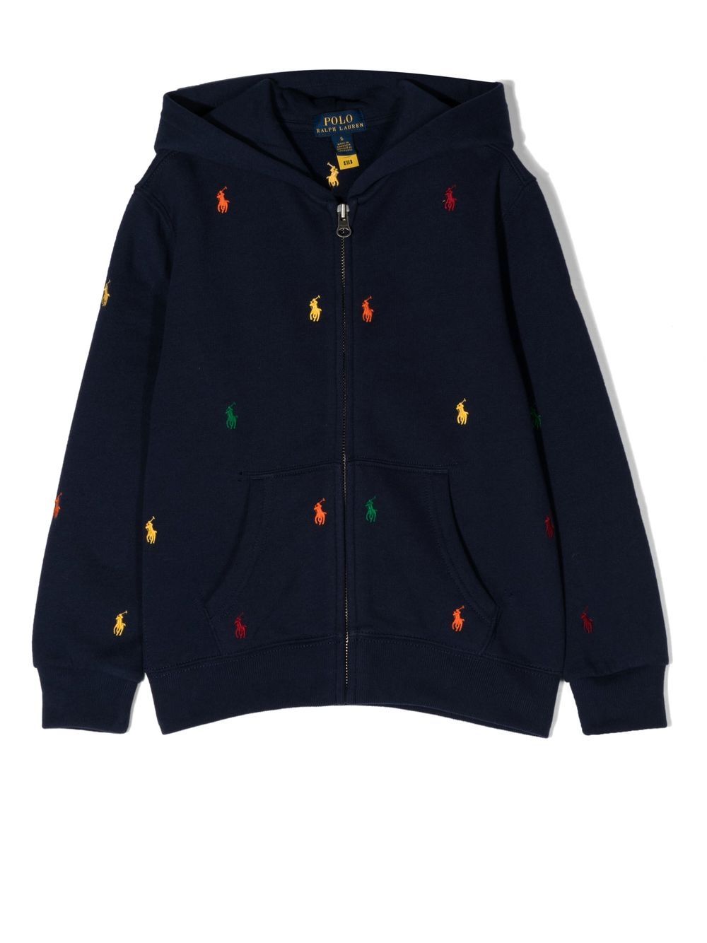 POLO RALPH LAUREN KIDS Polo Pony 刺绣拉链连帽衫 - 蓝色