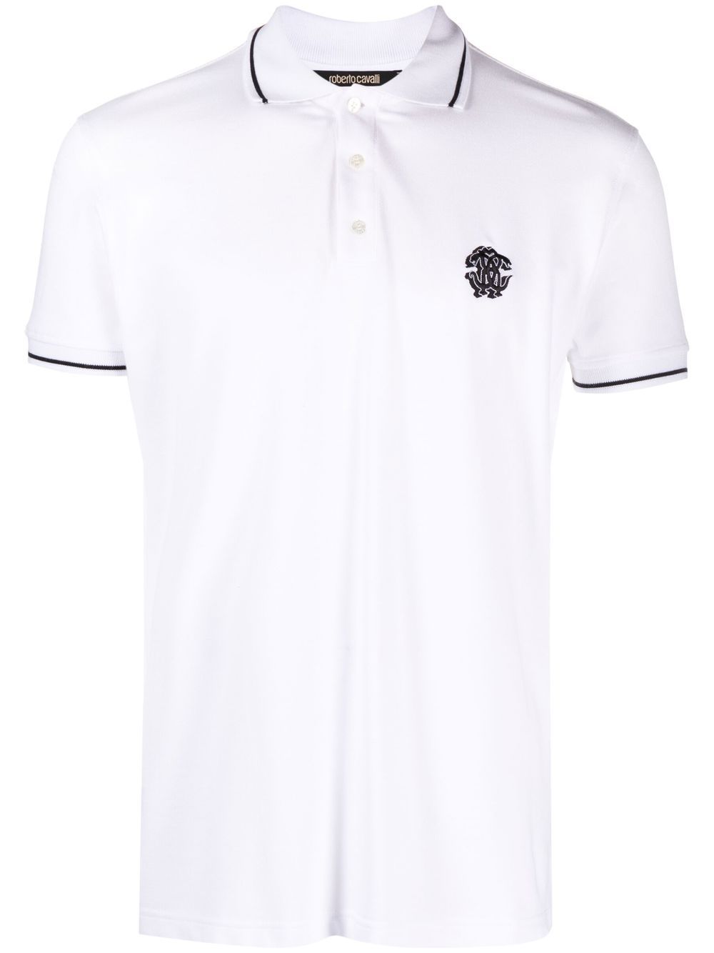Roberto Cavalli logo刺绣polo衫 - 白色