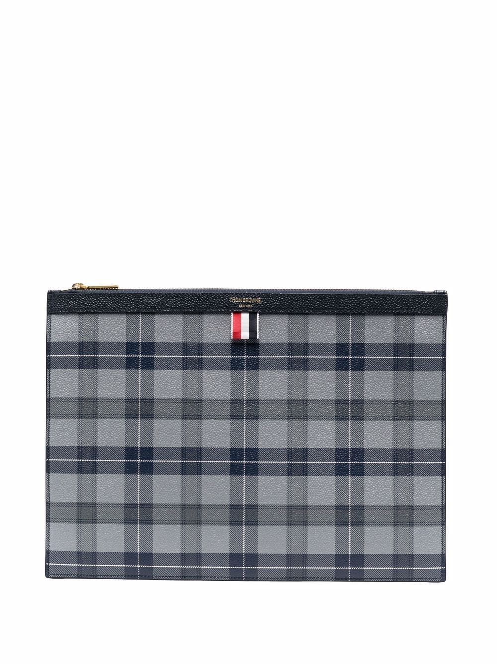 Thom Browne 格纹中号公文包 - 灰色